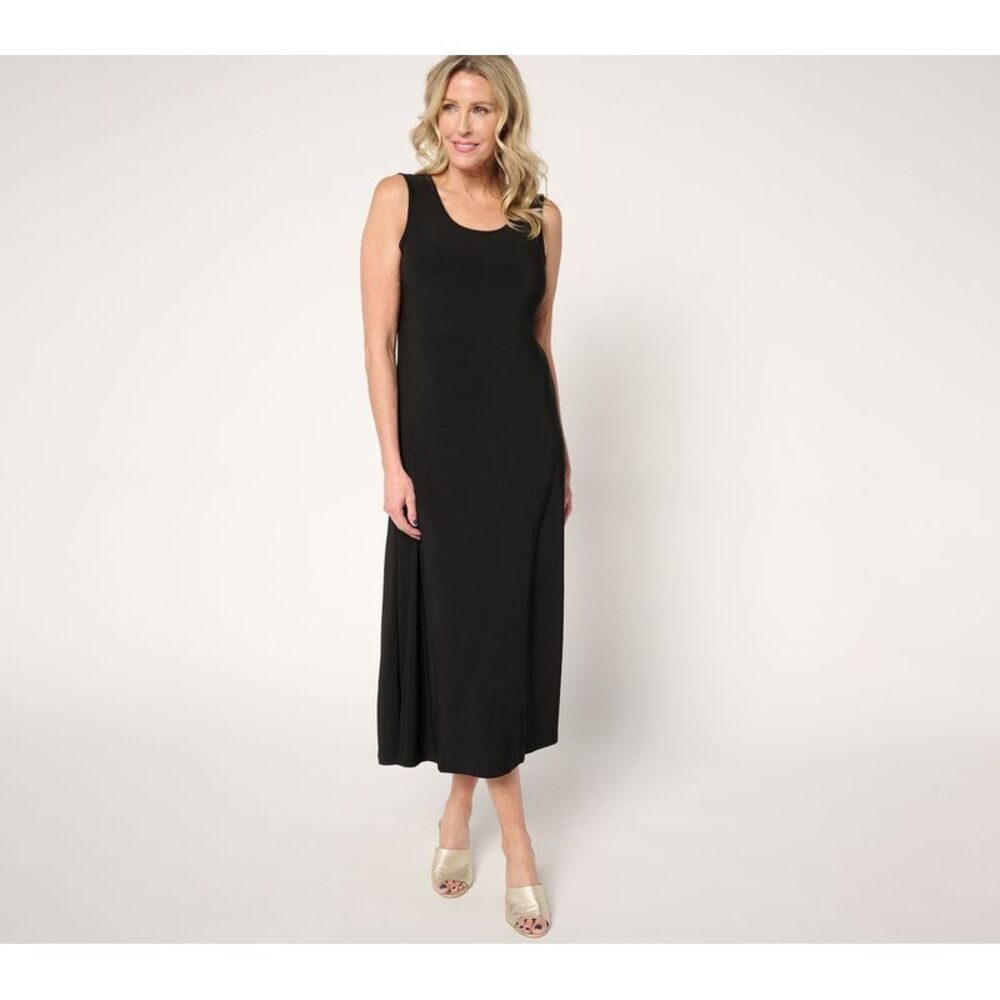 Women Control Women's Dress Sz XL Tall Como Jersey Tank Maxi Black A699007